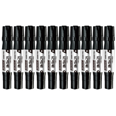 

Efficient deli black logistics dedicated double - headed oily marker pen head pen 10 box 6893