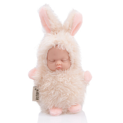 

Bibo BIEBER Mini Super Meng small ornaments series sleep dolls to appease dolls plush doll toys simulation baby to appease toys high 13CM rabbit rabbit apricot