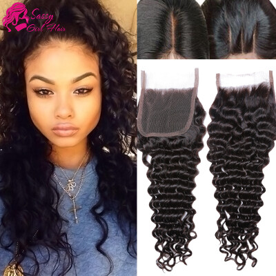 

High Quality Brazillian Deep Wave Closure Wet And Wavy Closure Deep Curl Brazilian Water Wave Closure 4*4 Lace Closure Deep Wave
