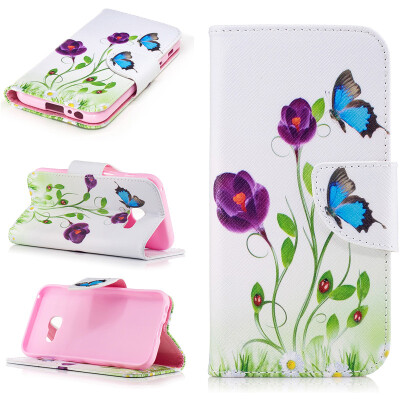 

Bluebutterfly Design PU Leather Flip Cover Wallet Card Holder Case for Samsung Galaxy A3 2017