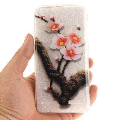 

Four plum blossoms Pattern Soft Thin TPU Rubber Silicone Gel Case Cover for Lenovo Vibe K5