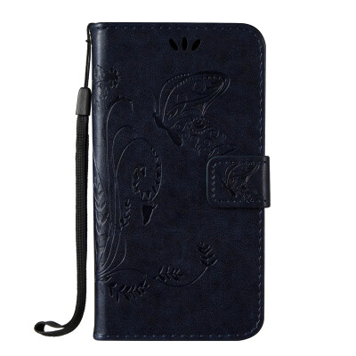 

Dark blue Embossed PU Leather Wallet Case Classic Flip Cover with Stand Function and Credit Card Slot for Wiko Pulp Fab 4G