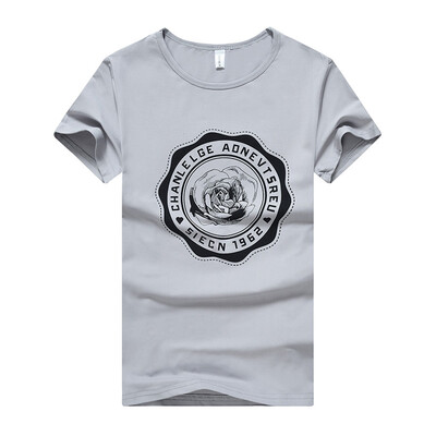 

Battlefield Jeep мужчин вокруг шеи короткий рукав футболки простой сплошной цвет футболки печать большого размера мужчинам 17030ZT23 серый L