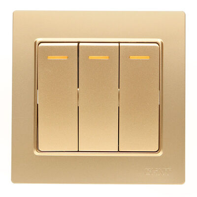 

Zhengtai (CHNT) socket panel switch socket three open double control champagne gold 7L series