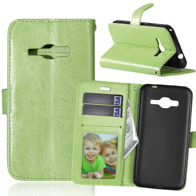 

Green Style Classic Flip Cover with Stand Function and Credit Card Slot for SAMSUNG GALAXY J1 2016/J120F