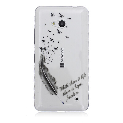 

Feathers&birds Pattern Soft Thin TPU Rubber Silicone Gel Case Cover for Microsoft Lumia 640