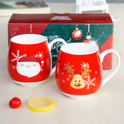 

Ya Cheng Tak arst ceramic cartoon Christmas gift couple on the cup Christmas cup set red 380ml (2 loaded