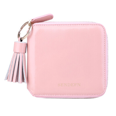 

SENDEFN wallet short paragraph women&39s leather wallet Korean fashion simple zipper girl wallet 5036 light pink