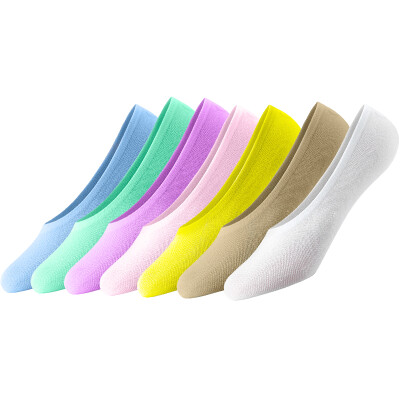 

Hengyuanxiang invisible socks Ms shallow mouth socks solid color silicone anti-skid stockings random color 5 double installed