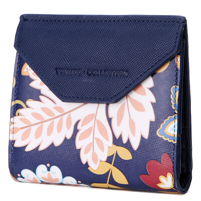 

Venuco print buckle ultra-thin short paragraph female wallet cute little fresh fashion folding ladies wallet small wallet B04Q13 sapphire blue