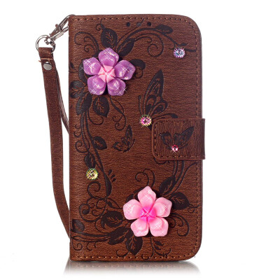 

Brown Butterfly Design PU Leather Flip Cover Wallet Card Holder Case for SAMSUNG S5