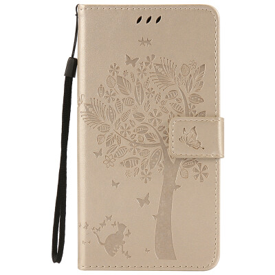 

Gold Tree Design PU Leather Flip Cover Wallet Card Holder Case for WIKO SLIDE 2