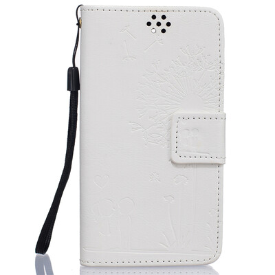 

White Lovers and Dandelion Style Embossing Classic Flip Cover with Stand Function and Credit Card Slot for SONY Xperia X Performance