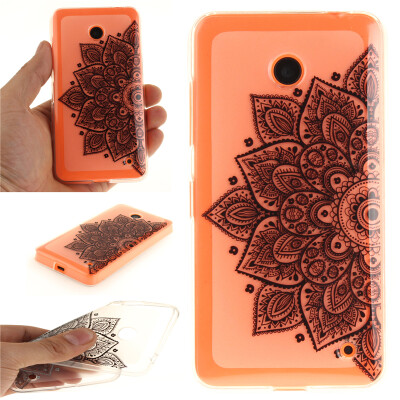 

Black half flower Pattern Soft Thin TPU Rubber Silicone Gel Case Cover for Nokia Lumia 630