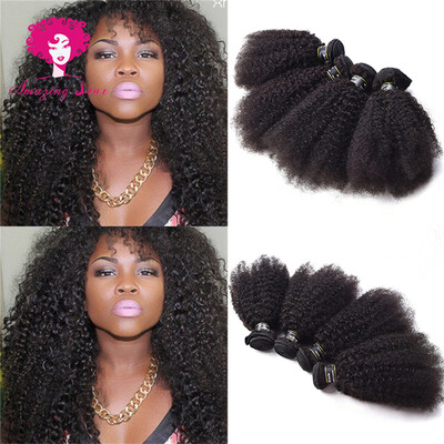 

Amazing Star Indian Virgin Hair Afro Kinky Curly 4 Bundles Afro Kinky Curly Hair Bundles 100% Human Hair Extension Thick and Soft