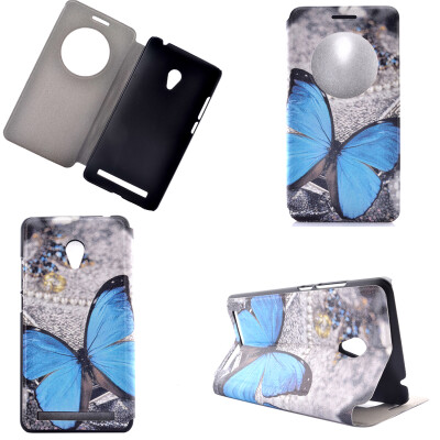 

Blue Butterfly Design PU Leather Flip Cover Wallet Card Holder Case for Asus Zenfone 6