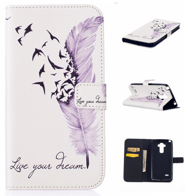 

Plumes Design PU Leather Flip Cover Wallet Card Holder Case for LG Stylus LS770