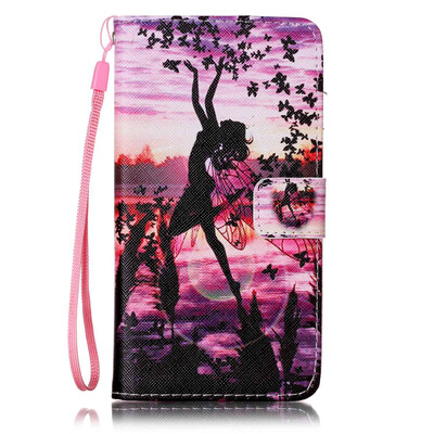 

Butterfly Girl Design PU Leather Flip Cover Wallet Card Holder Case for SAMSUNG J710