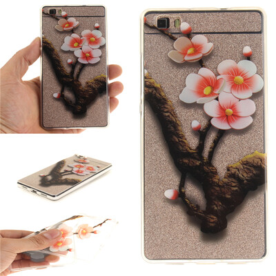 

Four plum blossoms Pattern Soft Thin TPU Rubber Silicone Gel Case Cover for HUAWEI P8 LITE
