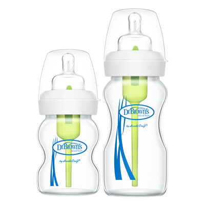 

Dr Drwn's (Ever Drum) wide mouth glass anti-flat gas baby bottle set 150ml + 270ml (EU import) WB0220-CH