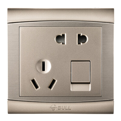 

Bull (BULL) switch socket G19 series open a single control five holes with switch socket 86 type panel G19E333 champagne gold