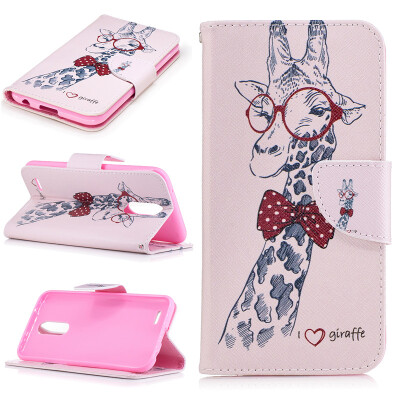 

Giraffe Design PU Leather Flip Cover Wallet Card Holder Case for LG K10 2017