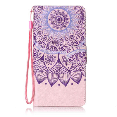 

Purple Sunflower Design PU Leather Flip Cover Wallet Card Holder Case for Sony Xperia X