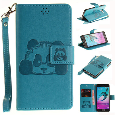 

Sky blue Panda Style Embossing Classic Flip Cover with Stand Function and Credit Card Slot for SAMSUNG GALAXY A5 2016/A510