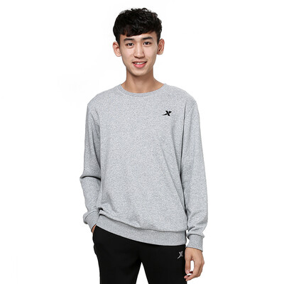

XTEP Men&39s sweater sports shirt casual fashion long-sleeved T-shirt collar round neck sportswear 884429059141 light gray S