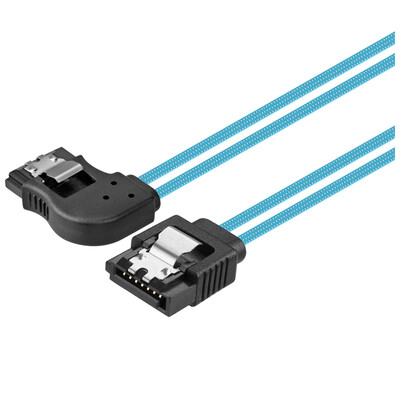 

CE-LINK 2630 SATA3 generation hard disk data cable elbow high-speed dual-channel hard drive serial port aluminum foil cable support SSD solid state hard disk right curved blue 045 m