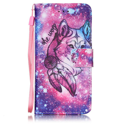 

Wolf Design PU Leather Flip Cover Wallet Card Holder Case for IPHONE 5S