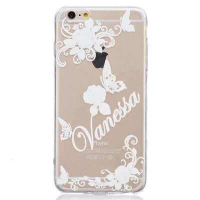 

White butterfly Pattern Soft Thin TPU Rubber Silicone Gel Case Cover for IPHONE 66S