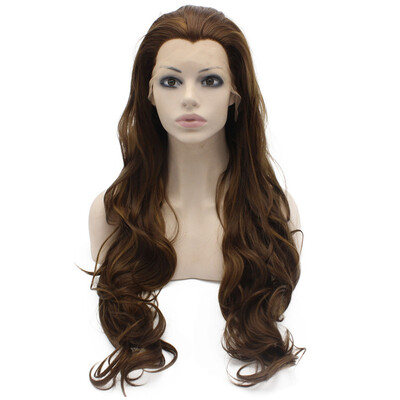 

Long Natural Wavy Highlight Brown Synthetic Lace Front Wig