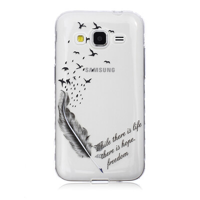 

Feathers&birds Pattern Soft Thin TPU Rubber Silicone Gel Case Cover for SAMSUNG GALAXY CORE Prime G360