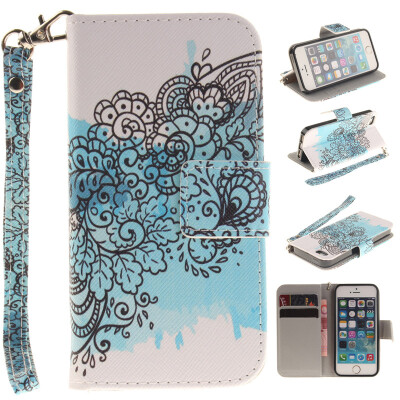 

Butterfly flowers Design PU Leather Flip Cover Wallet Card Holder Case for IPHONE 5/5S/5SE