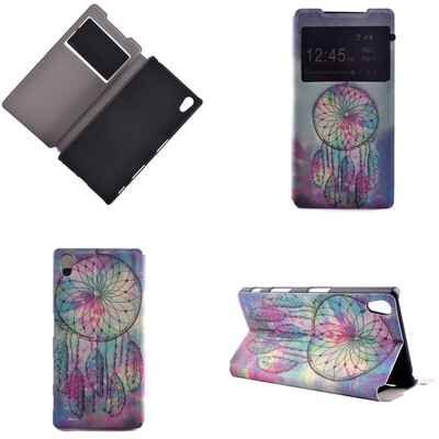 

Pink Dreamcatcher Design PU Leather Flip Cover Wallet Card Holder Case for Sony Xperia Z5
