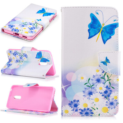 

Butterfly and flower Design PU Leather Flip Cover Wallet Card Holder Case for Nokia 6