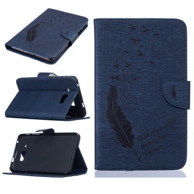 

Blue feathers Style Embossing Classic Flip Cover with Stand Function and Credit Card Slot for SAMSUNG Galaxy Tab J 7.0 LTE T285