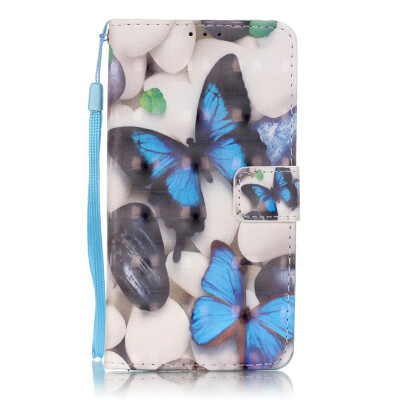 

Blue Butterfly Design PU Leather Flip Cover Wallet Card Holder Case for HUAWEI P9 LITE