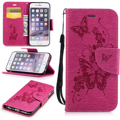 

Rose Butterfly Style Embossing Classic Flip Cover with Stand Function and Credit Card Slot for IPHONE 6/6S