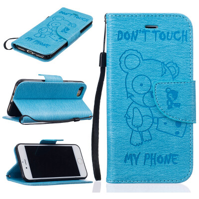 

Light Blue Bear Embossed PU Leather Wallet Case Classic Flip Cover with Stand Function and Credit Card Slot for IPHONE 7/7S