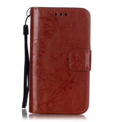 

Brown Flower Design PU Leather Flip Cover Wallet Card Holder Case for SAMSUNG S7