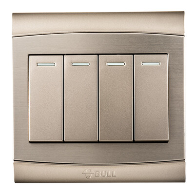 

Bull BULL switch socket G19 series four open single control switch 86 type panel G19K411Y metal wire drawing panel champagne gold