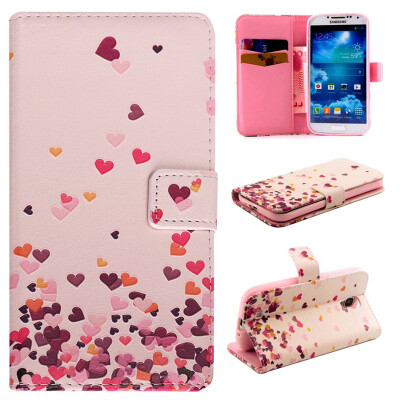 

Pink Heart Design PU Leather Flip Cover Wallet Card Holder Case for SAMSUNG Galaxy S4 I9500