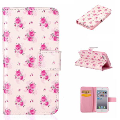 

Little Rose Design PU Leather Flip Cover Wallet Card Holder Case for IPHONE 5S/5SE