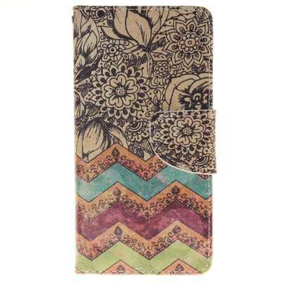 

Wave flower Design PU Leather Flip Cover Wallet Card Holder Case for HUAWEI P9