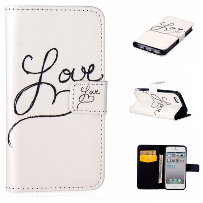 

Love Design PU Leather Flip Cover Wallet Card Holder Case for IPHONE 5S/5SE