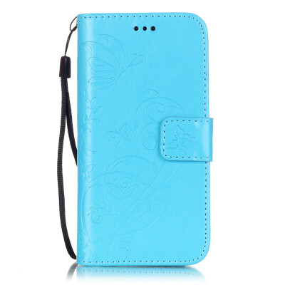 

Blue Flower Design PU Leather Flip Cover Wallet Card Holder Case for IPHONE 7 PLUS