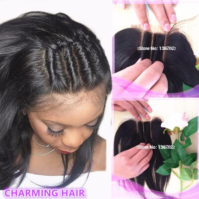 

Brazilian Lace Closure straight Virgin Hair 4"x3.5" Bleached Knots With Baby Hair 100% Unprocessed Human Hair Top Closure Hair