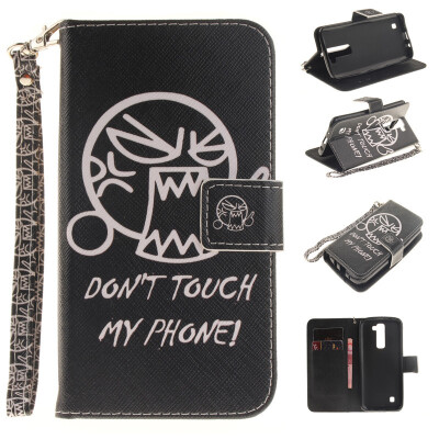 

Do not touch me Design PU Leather Flip Cover Wallet Card Holder Case for LG K7